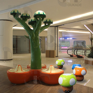商场美陈休闲椅玻璃钢蘑菇造型卡通树造型儿童主题景观